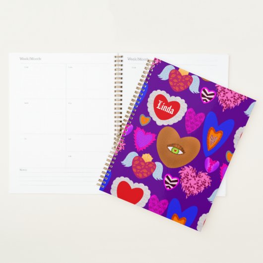 Meerdere kleurrijke harten Valentijn Planner (Display)