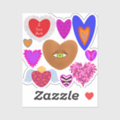 Meerdere kleurrijke harten Valentijn Sticker (Vel)