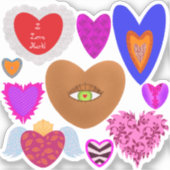 Meerdere kleurrijke harten Valentijn Sticker (Voorkant)