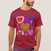 Meerdere kleurrijke harten Valentijn T-shirt (Voorkant)