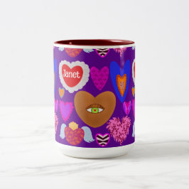 Meerdere kleurrijke harten Valentijn Tweekleurige Koffiemok