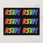 Meerdere kleurrijke regenboogletters "RSVP!" Briefkaart (Voorkant)