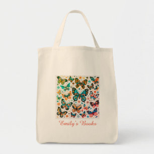 Meerdere kleurrijke vlinders gepersonaliseerd tot  tote bag