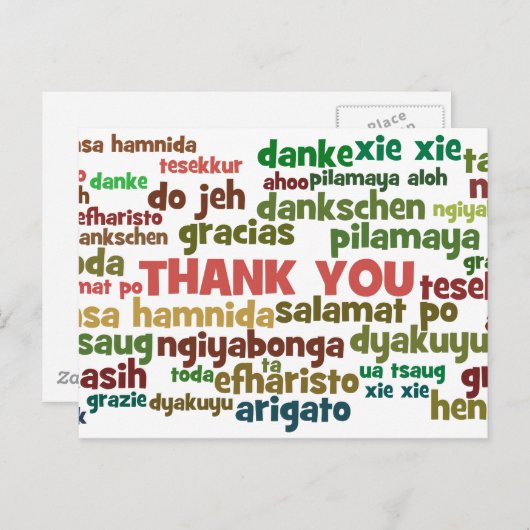 Meerdere manieren om je in veel talen te bedanken briefkaart (Voorkant / Achterkant)