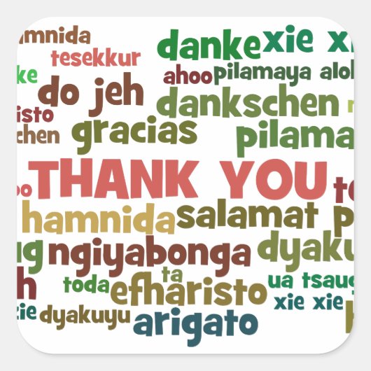 Meerdere manieren om je in veel talen te bedanken vierkante sticker (Voorkant)