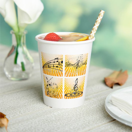 Meerdere Muzieknoten Papieren Bekers