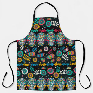 Meerdere naadloze patronen. Boho-stijl versierd Schort