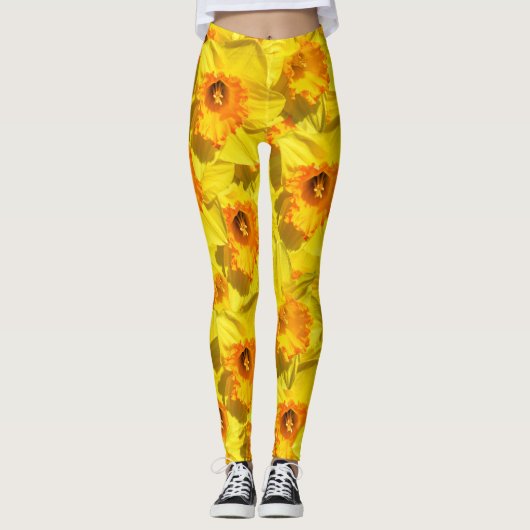 Meerdere narcissen Gouden Medaille bloemen Leggings (Voorkant)