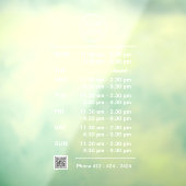 Meerdere openingstijden Logo QR Code Telefoonnumme Raamsticker (Vel 3)