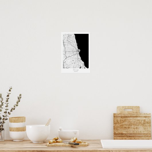 Meerdere plattegronden voor zwarte en witte lijnve poster (Keuken)