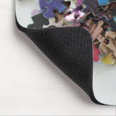 Meerdere puzzelkleurige puzzelstukjes muisblok muismat (Hoek)