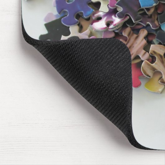 Meerdere puzzelkleurige puzzelstukjes muisblok muismat (Hoek)