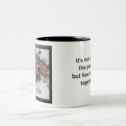 Meerdere puzzelkleurige puzzelstukjes tweekleurige koffiemok (Center)