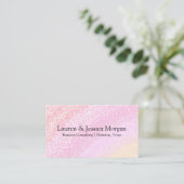 Meerdere QR-code 2 namen & contact roze glitters Visitekaartje (Staand voorkant)