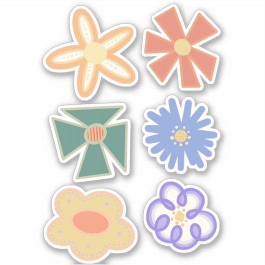 meerdere regenboog boho bloem bloem zes pack sticker (Voorkant)