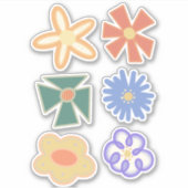 Meerdere regenboog boho bloem bloemensixpack sticker (Voorkant)