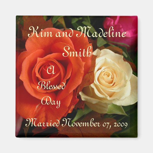 meerdere rozen, Kim en MadelineSmith, ABlessedDay. Magneet (Voorkant)