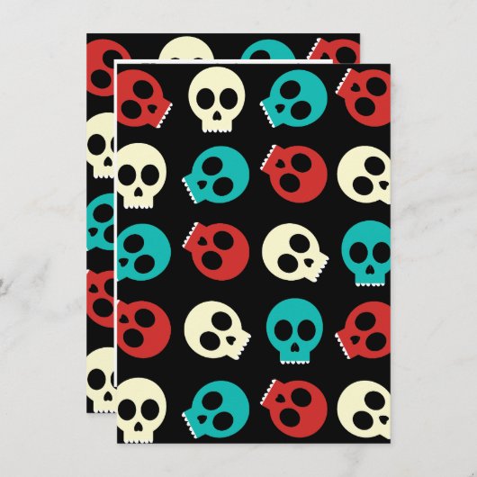 Meerdere schedels in retrokleuren kaart (Voorkant / Achterkant)