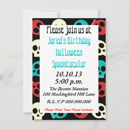 Meerdere schedels in retrokleuren kaart (Achterkant)