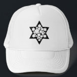 Meerdere sterren Ster van David Trucker Pet<br><div class="desc">Zwarte ster van David met veel witte sterren in het midden.</div>