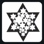 Meerdere sterren Ster van David Vierkante Sticker<br><div class="desc">Zwarte ster van David met veel witte sterren in het midden.</div>