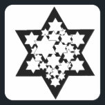 Meerdere sterren Ster van David Vierkante Sticker<br><div class="desc">Zwarte ster van David met veel witte sterren in het midden.</div>
