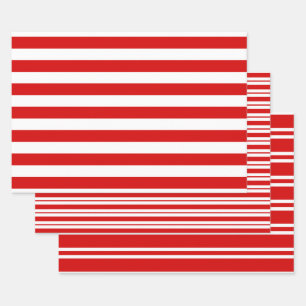 Meerdere Stripe-patronen DIY Kleuren Wit Rood Inpakpapier Vel