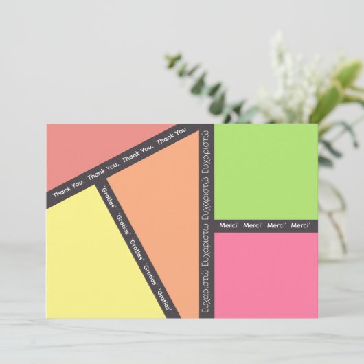 Meerdere talen Dank u kaart (Staand voorkant)