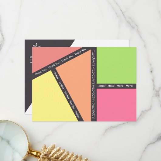 Meerdere talen Dank u kaart (Voorkant / Achterkant in situ)