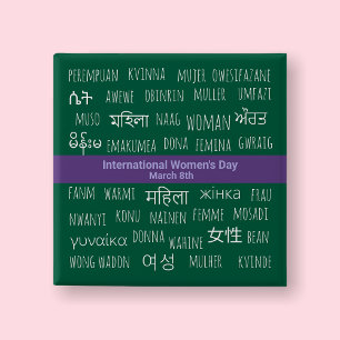 Meerdere talen - Internationale Vrouwendag Vierkante Button 5,1 Cm