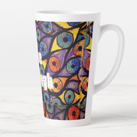 Meerdere WEIRD kleurige ogen Latte Mok (Rechts)