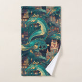 Meerderlijke Blauwgroen dragons en dorp Bad Handdoek (Handdoek)