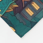 Meerderlijke Blauwgroen dragons en dorp Fleece Deken (Hoek)