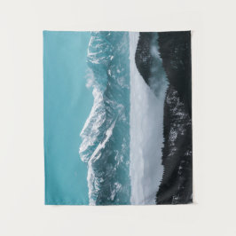 Meerderse bergen over de foggy-vallei wandkleed