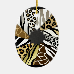 Meerdierlijk Zebra tijger toevoegen Initiaal tekst Keramisch Ornament