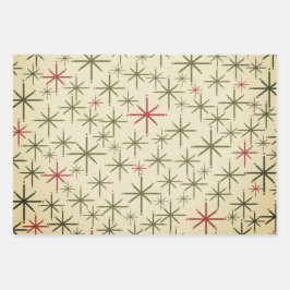 Meereeuwse moderne kerstpatronen inpakpapier vel