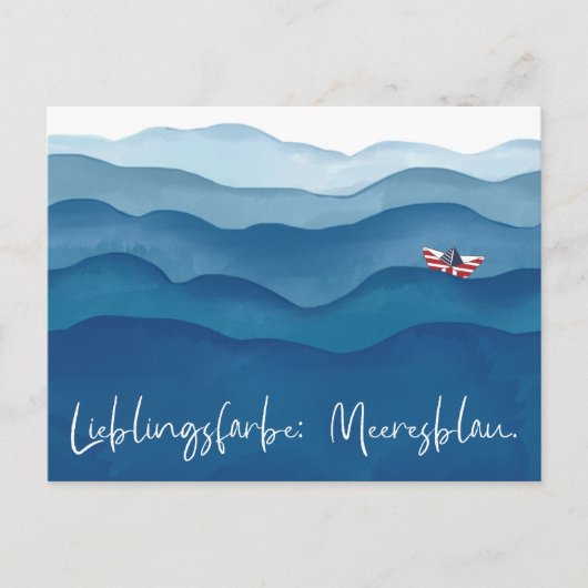 Meeresfarbe Blau Postkarte im Aquarell Stil  Briefkaart (Voorkant)