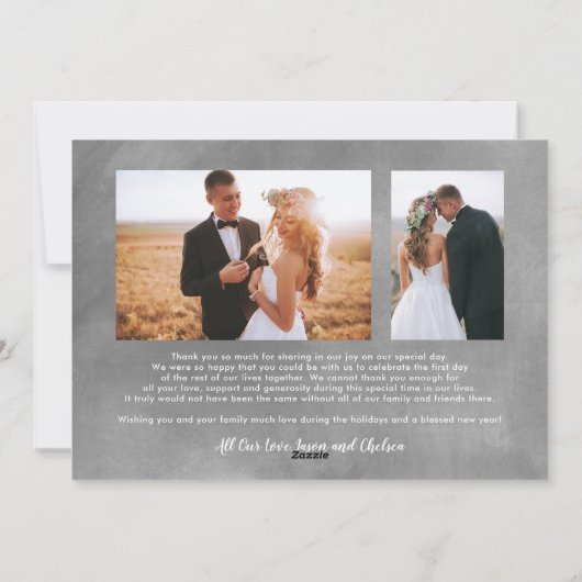 Meerfotocollage feestalk voor huwelijken en groeve feestdagenkaart (Achterkant)