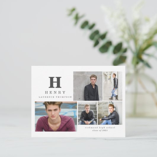 Meerfoto's afstuderen initiaal feestdagenkaart (Staand voorkant)