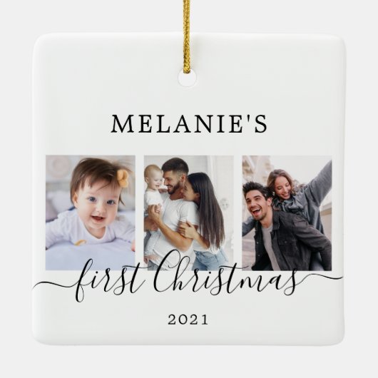 Meerfoto's eerste kerstkeramische Baby keramische  Keramisch Ornament (Achterkant)