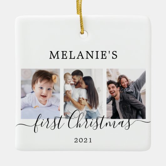 Meerfoto's eerste kerstkeramische Baby keramische  Keramisch Ornament (Voorkant)