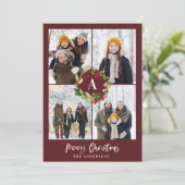 Meerfoto's waterverf floral + kerstmis feestdagenkaart (Staand voorkant)