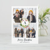 Meerfoto's waterverf floral + kerstmis feestdagenkaart (Staand voorkant)