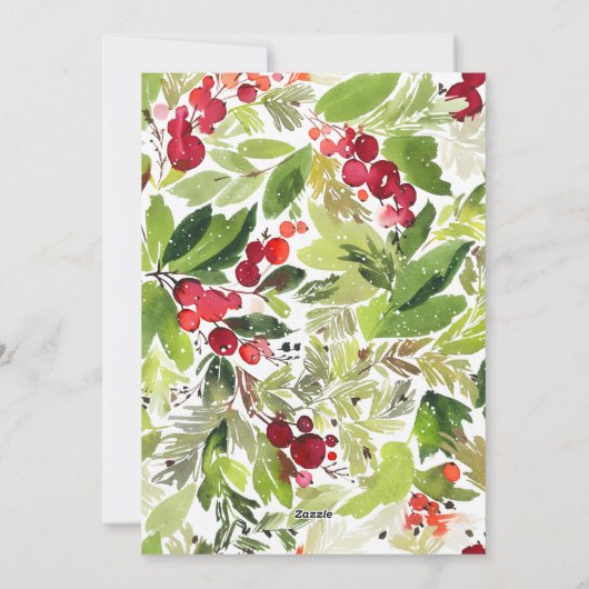 Meerfoto's waterverf floral + kerstmis feestdagenkaart (Achterkant)