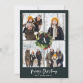 Meerfoto's waterverf floral + kerstmis feestdagenkaart (Voorkant)