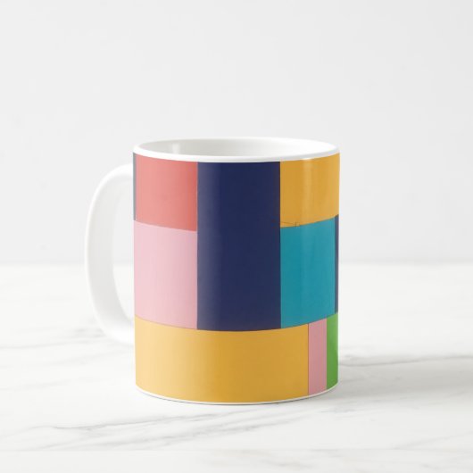 Meerhoekige abstracte collage koffiemok (Voorkant links)