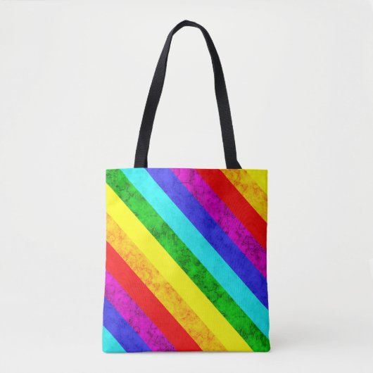 Meerhoekige, met regenboog beklede strips tote bag (Voorkant)