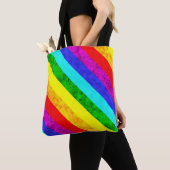 Meerhoekige, met regenboog beklede strips tote bag (Dichtbij)