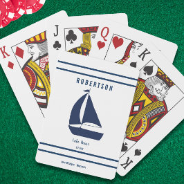 Meerhuis Familienaam Navy Blauwe Nautilus Pokerkaarten