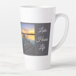 Meerhuis Leven Zonsondergang, Kalm Welzijn Geschen Latte Mok